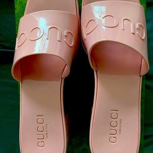 Pink Gucci Block Sandals